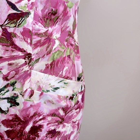 Dress Barn Pink Floral Print Sleeveless Sheath Dress Size 4Petite **Like New** - Picture 5 of 12